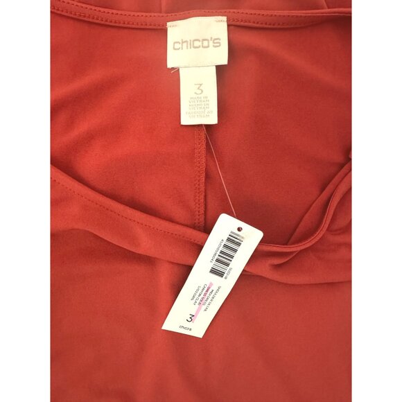 Chico's Size 3 = XL/16 Canyon Clay Sharkbite Asymmetrical‎ Sharkbite Dress NEW - Picture 5 of 8